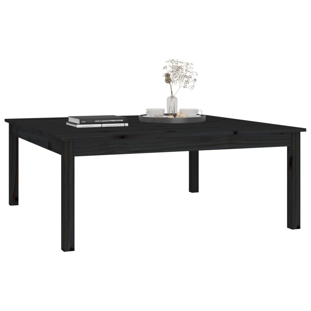 vidaXL Table basse Noir 100x100x40 cm Bois massif de pin