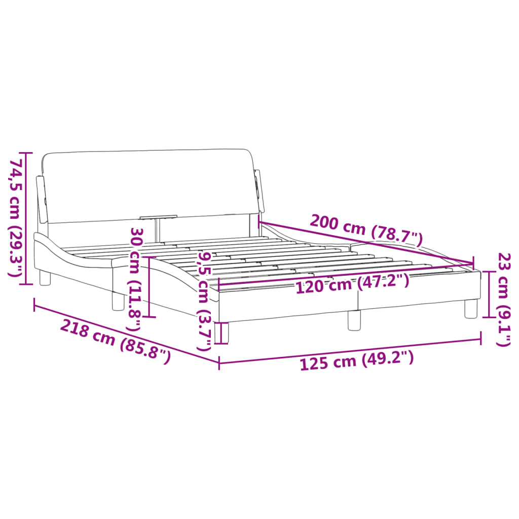 vidaXL Cadre de lit sans matelas blanc et noir 120x200 cm similicuir