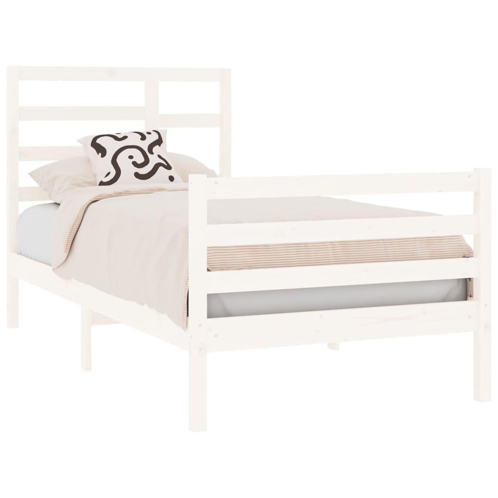 vidaXL Cadre de lit Blanc Bois massif 90x190 cm Simple