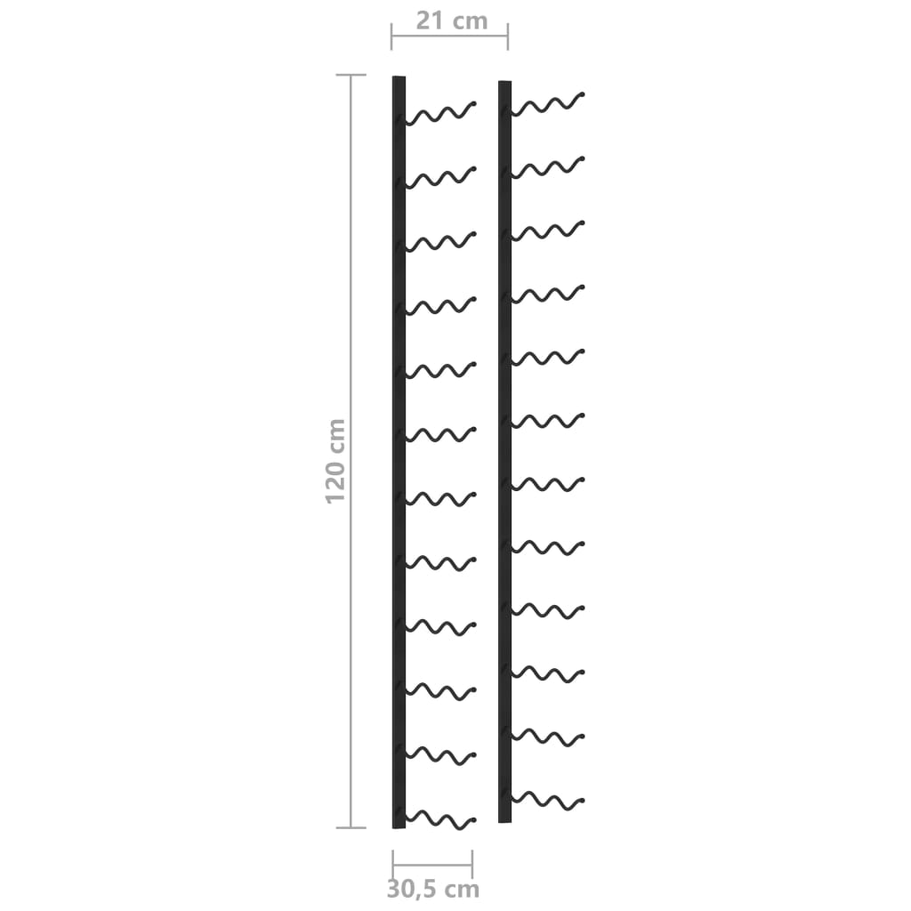 vidaXL Casier à bouteilles mural pour 36 bouteilles Noir Fer