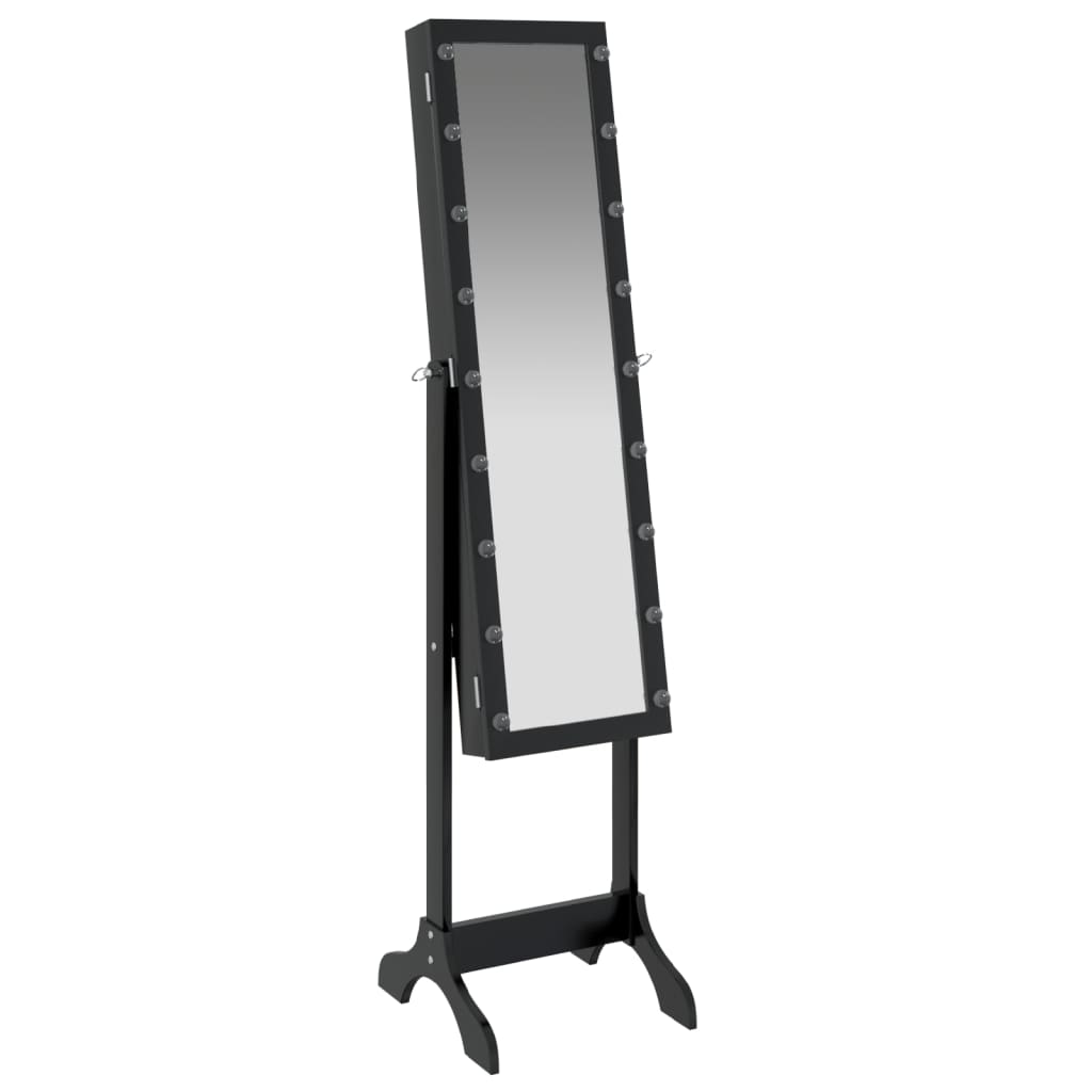 vidaXL Miroir sur pied blanc avec LED noir 34x37x146 cm
