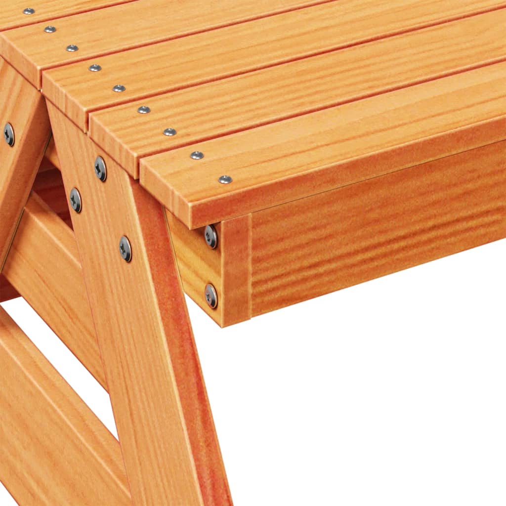 vidaXL Table de pique-nique pour enfants cire marron bois massif pin