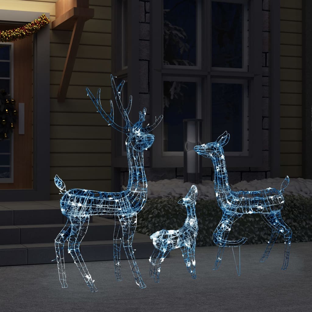 vidaXL Famille de rennes de décoration Acrylique 300 LED blanc froid