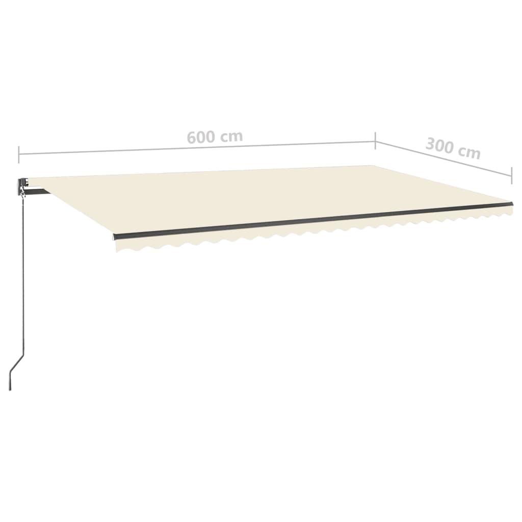 vidaXL Auvent automatique sur pied 600x300 cm Crème