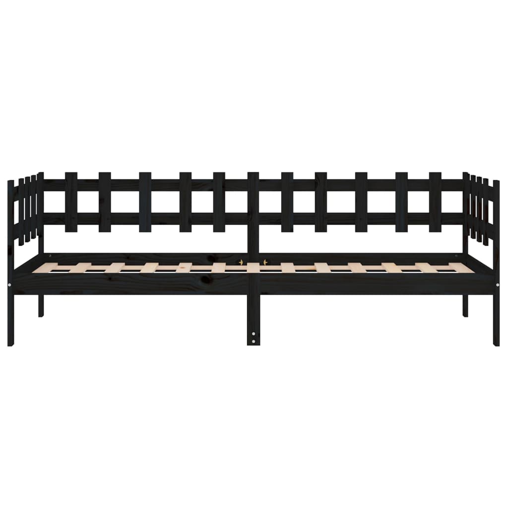 vidaXL Lit de jour sans matelas noir 90x190 cm bois de pin massif