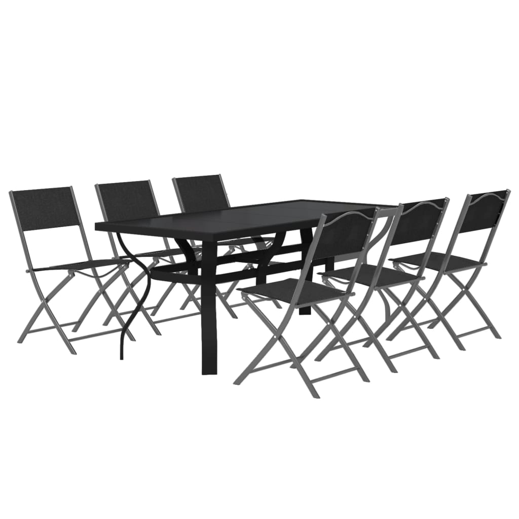 vidaXL Ensemble à manger de jardin 7 pcs Gris et noir