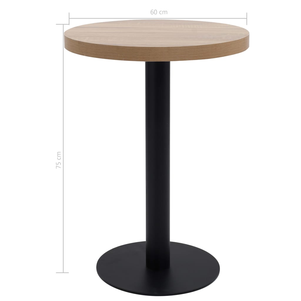 vidaXL Table de bistro Marron clair 60 cm MDF