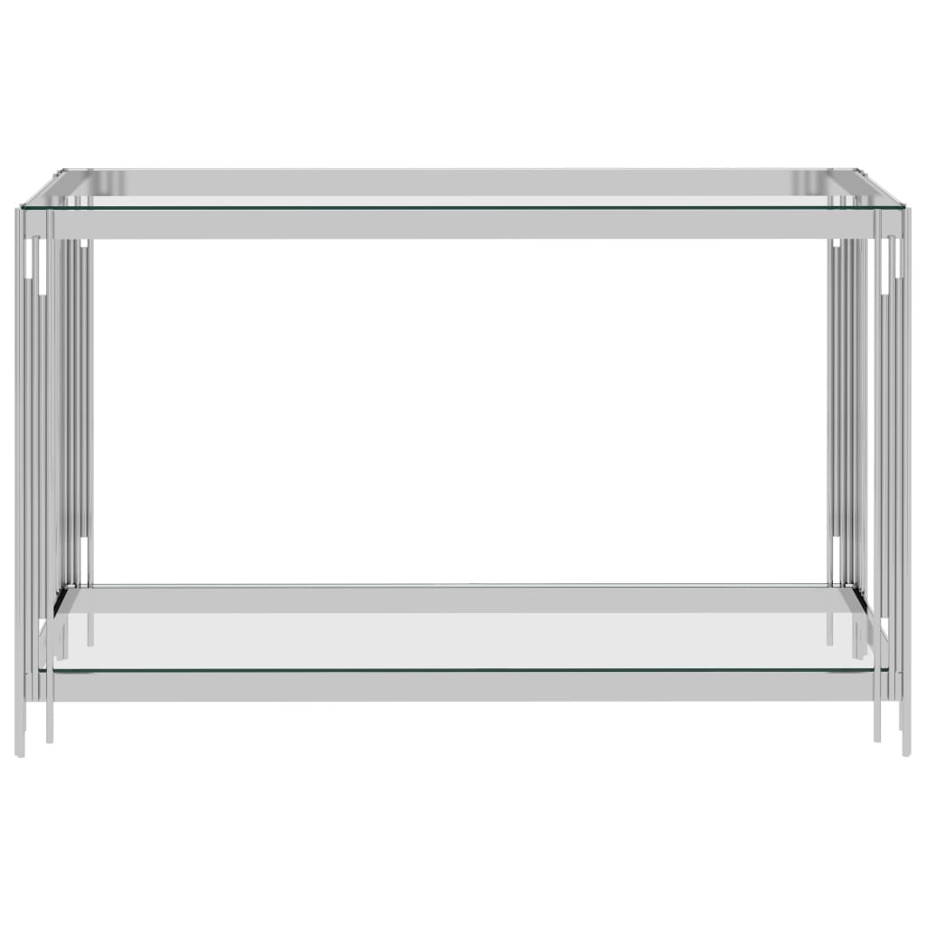 vidaXL Table d'appoint Argenté 120x40x78 cm Acier inoxydable et verre