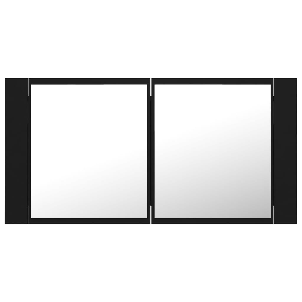 vidaXL Armoire à miroir de salle de bain LED Noir 90x12x45 Acrylique