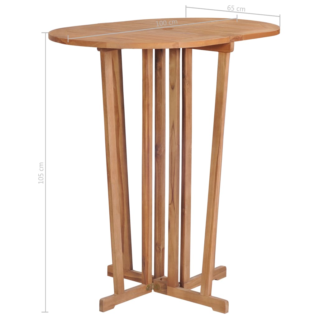 vidaXL Table pliable de bar 100x65x105 cm Bois de teck solide