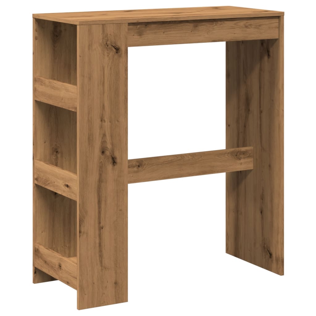 VidaXL Table De Bar Chêne Artisanal Avec Étagère - Table Haute Robuste Pour Cuisine, Pub Et Salon