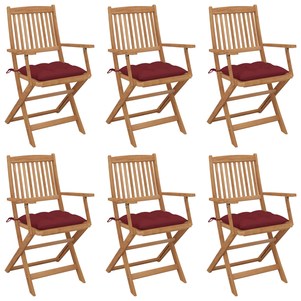 vidaXL Chaises pliables de jardin lot de 6 avec coussins Bois d'acacia