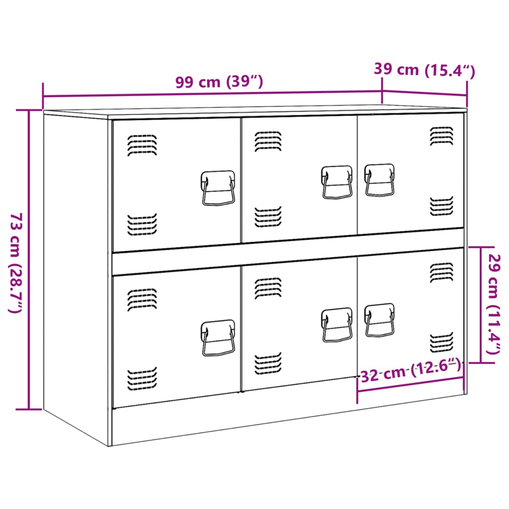 vidaXL Buffet rose 99x39x73 cm acier