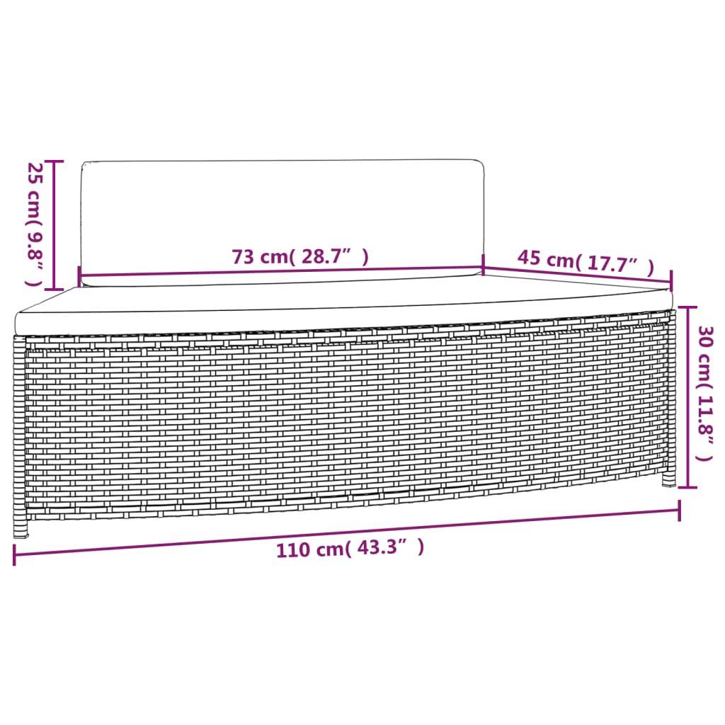 vidaXL Bancs de spa avec coussins lot de 2 noir résine tressée