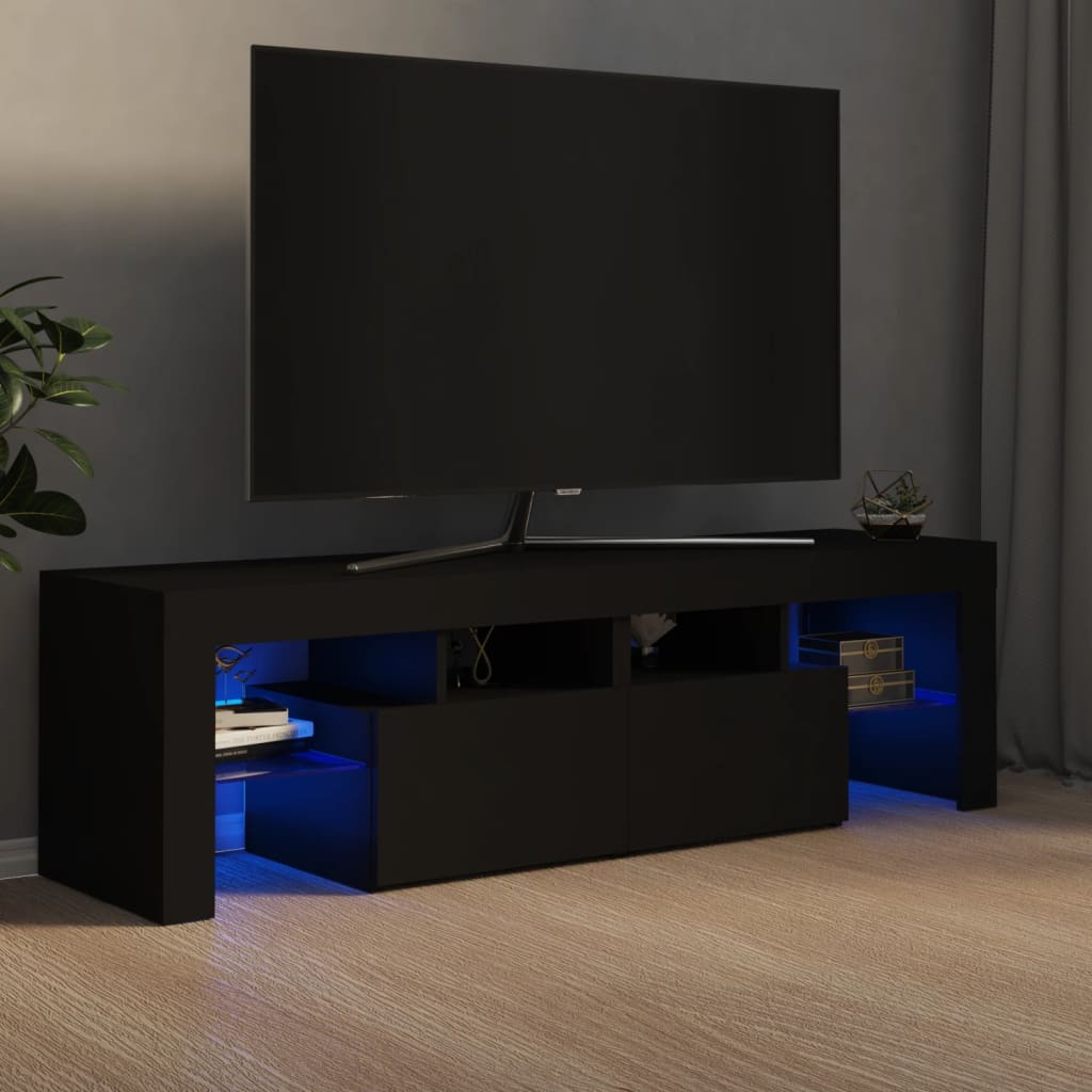 vidaXL Meuble TV avec lumières LED Noir 140x36,5x40 cm