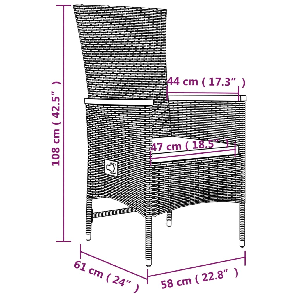 vidaXL Chaises de jardin inclinables coussins lot de 2 Résine tressée