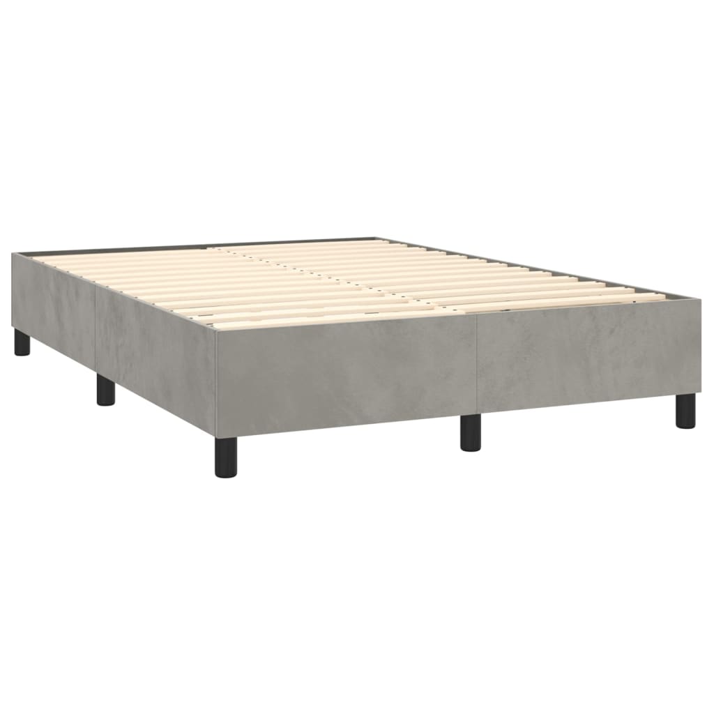 vidaXL Sommier à lattes de lit et matelas Gris clair 140x200cm Velours