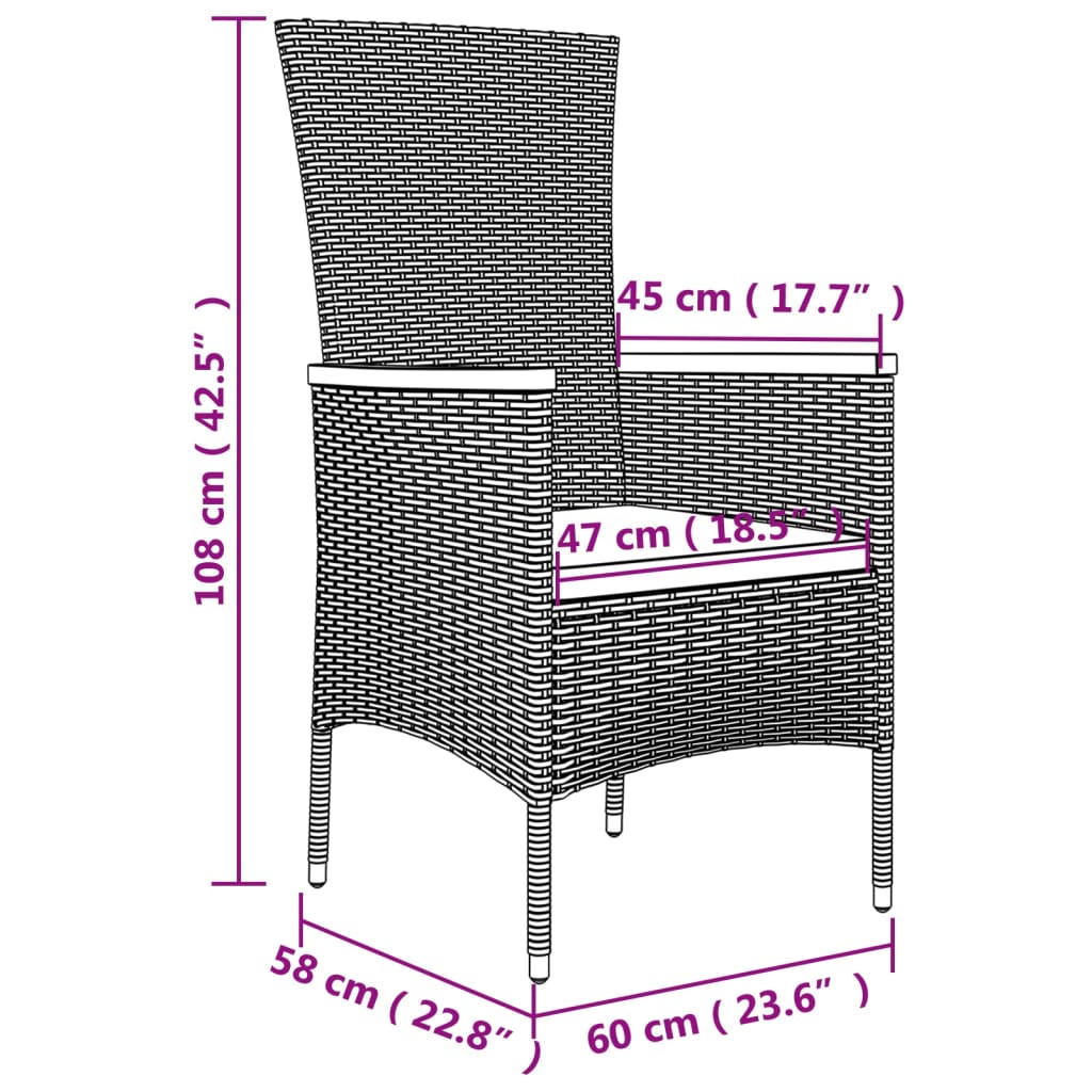 vidaXL Ensemble à manger de jardin 5 pcs coussins gris résine tressée