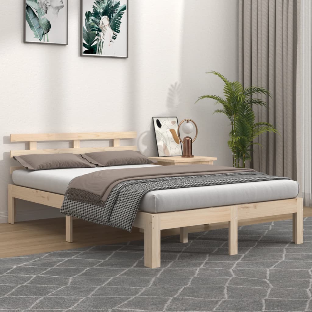 vidaXL Cadre de lit sans matelas bois massif 140x200 cm