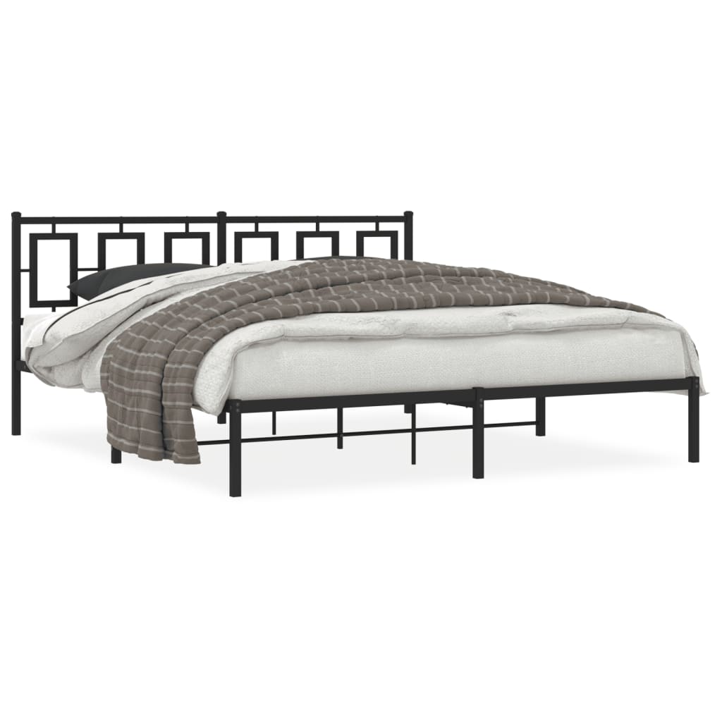 vidaXL Cadre de lit métal sans matelas avec tête de lit noir 183x213cm