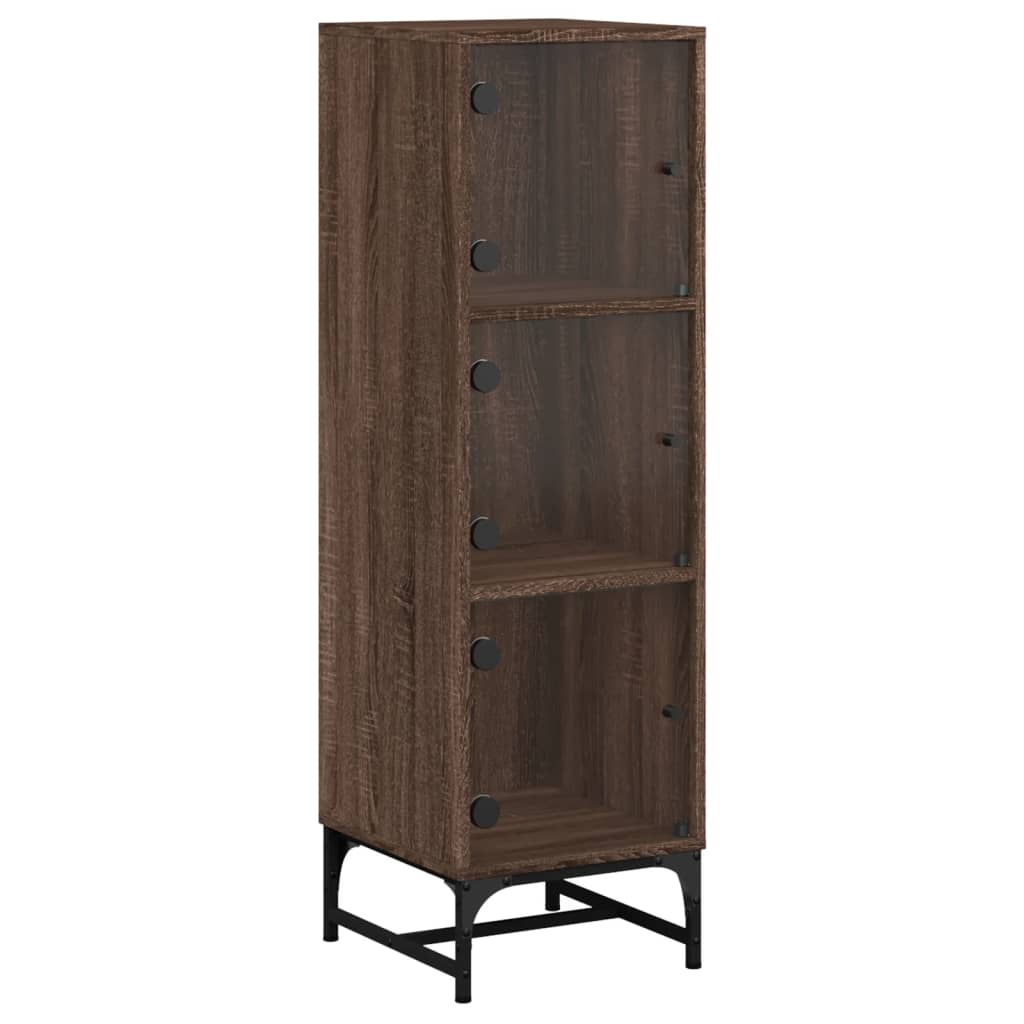 vidaXL Buffet avec portes en verre chêne marron 35x37x120 cm