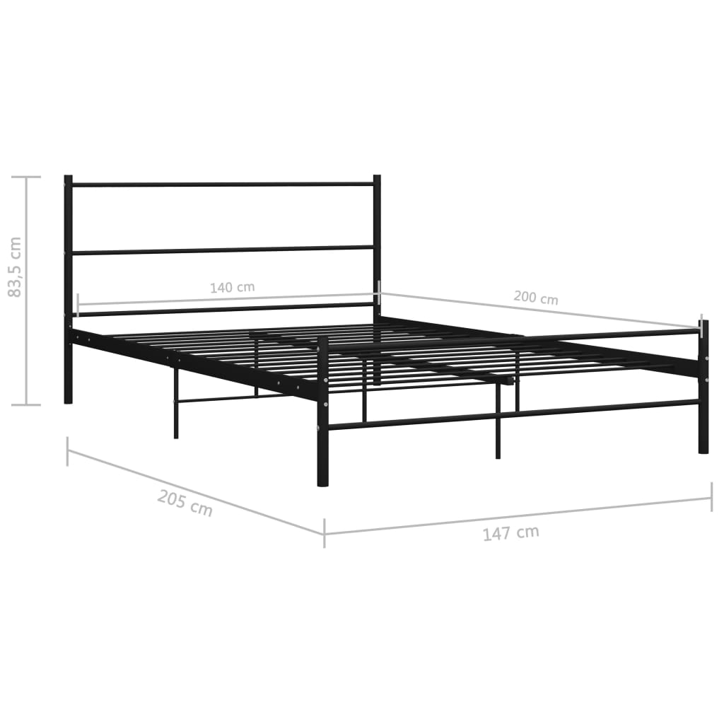 vidaXL Cadre de lit avec tête de lit sans matelas noir 140x200cm métal