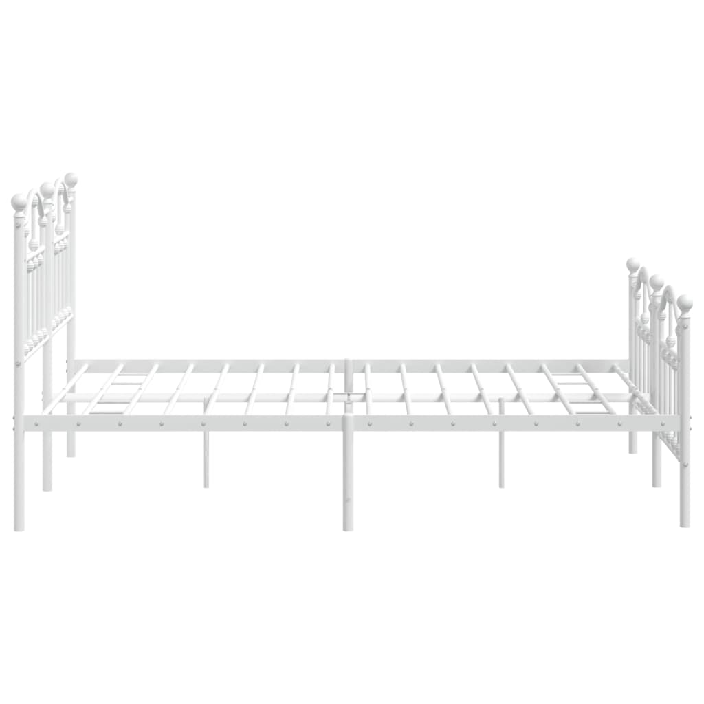 vidaXL Cadre de lit métal avec tête de lit/pied de lit blanc 135x190cm