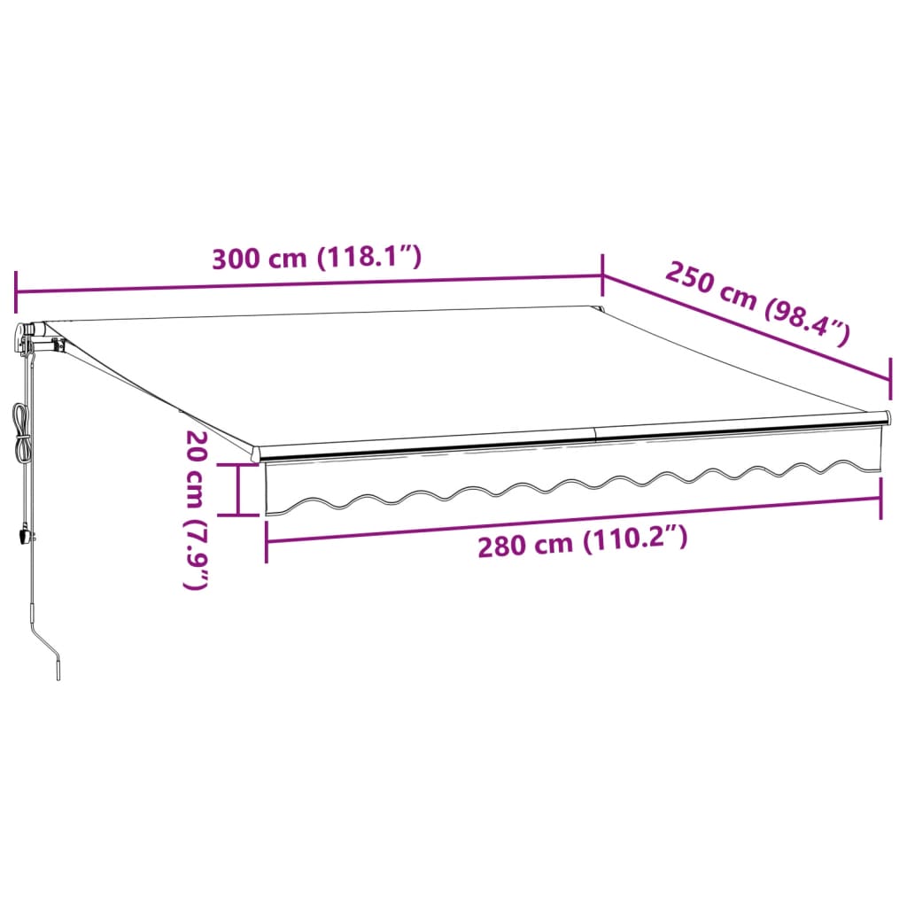 vidaXL Auvent rétractable automatique anthracite et blanc 300x250 cm