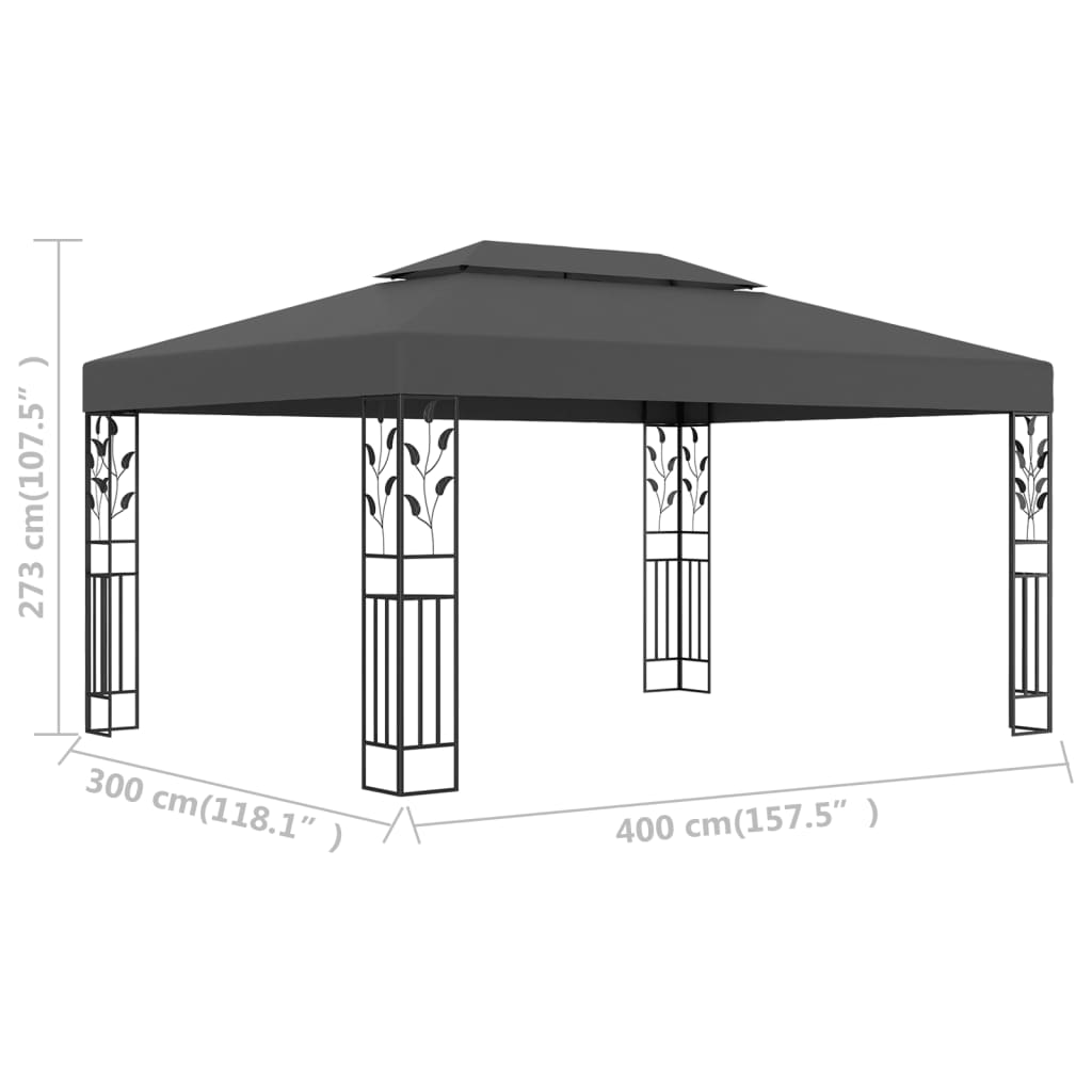 vidaXL Tonnelle avec double toit 3x4 m Anthracite