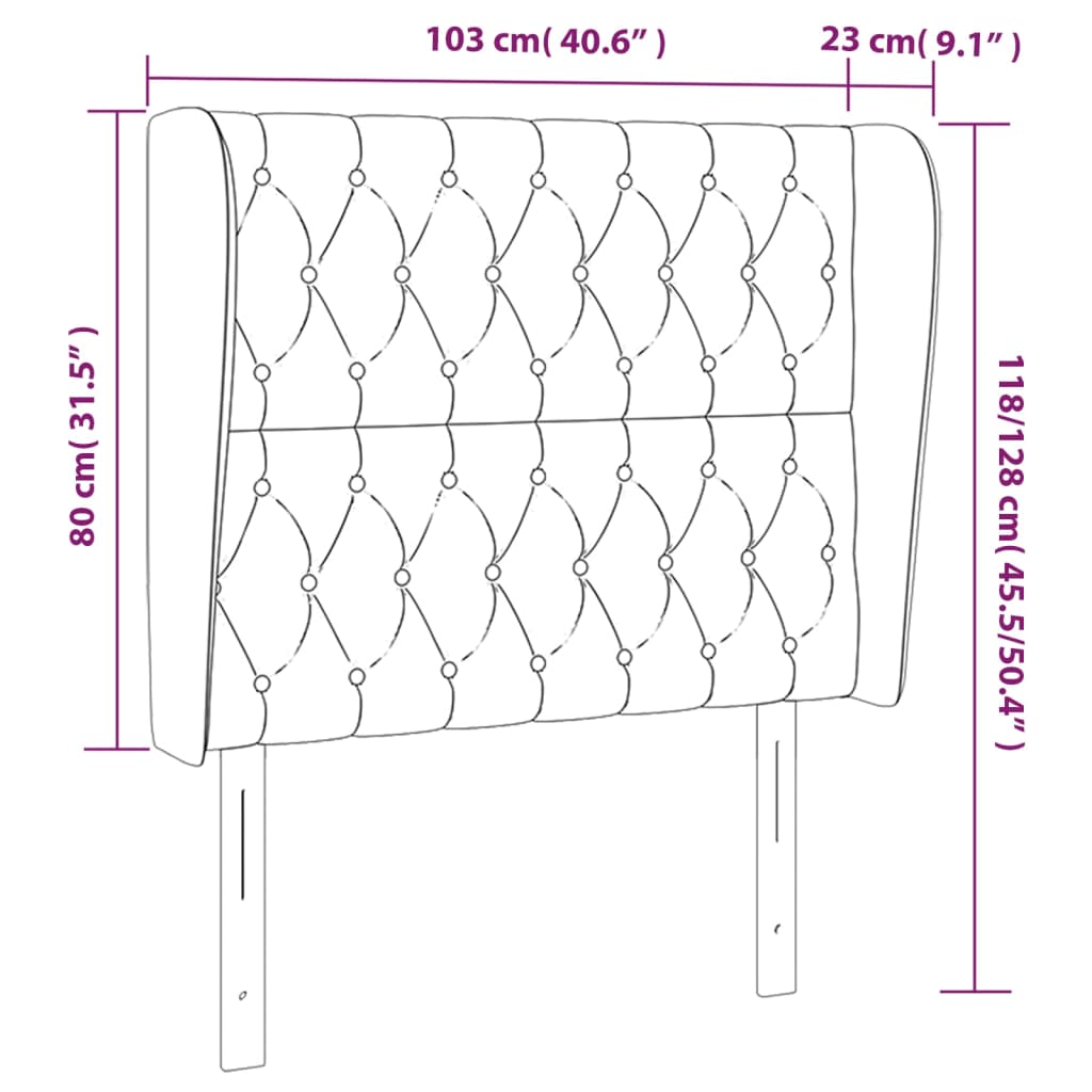 vidaXL Tête de lit avec oreilles Rose 103x23x118/128 cm Velours