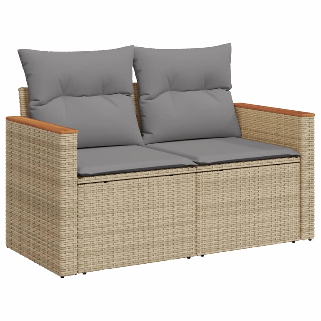 vidaXL Salon de jardin et coussins 10 pcs mélange beige résine tressée