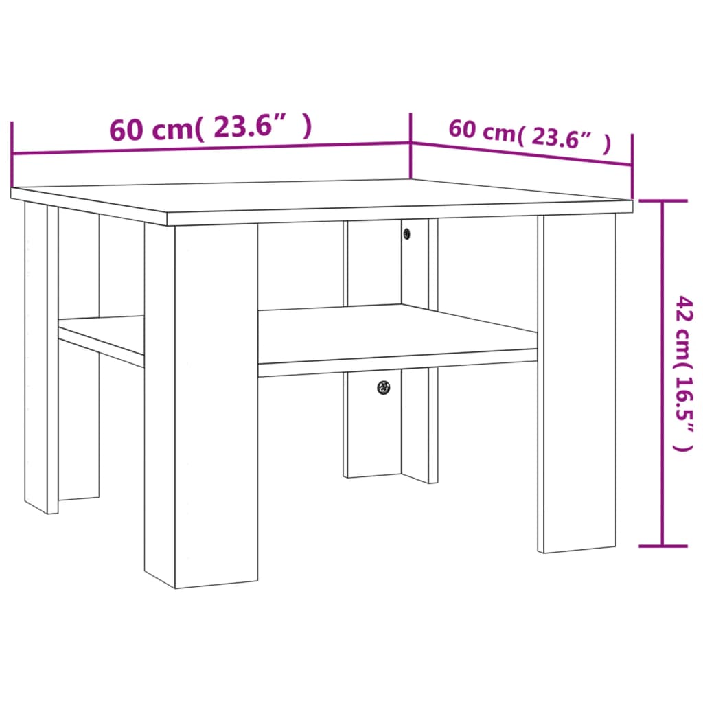 vidaXL Table basse Chêne sonoma 60 x 60 x 42 cm Aggloméré