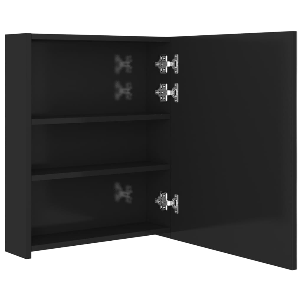 vidaXL Armoire de salle de bain à miroir LED noir brillant 50x14x60 cm