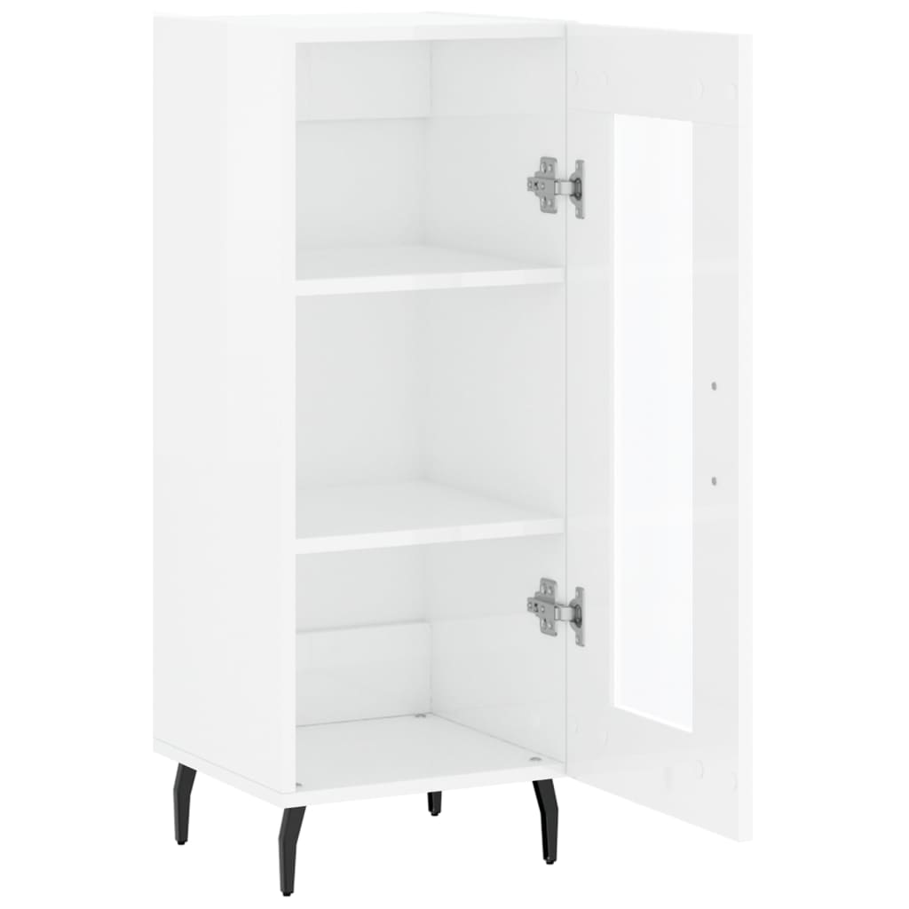 vidaXL Buffet Blanc brillant 34,5x34x90 cm Bois d'ingénierie