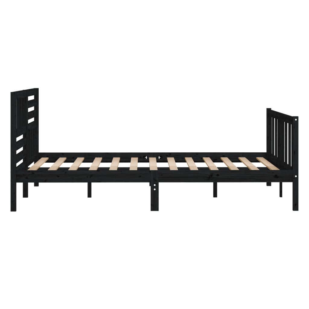 vidaXL Cadre de lit Noir Bois massif 140x190 cm