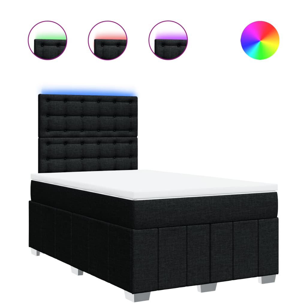 vidaXL Sommier à lattes de lit avec matelas Noir 120x200 cm Tissu