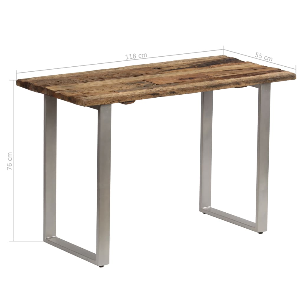 vidaXL Table à dîner Bois de récupération et acier 118x55x76 cm