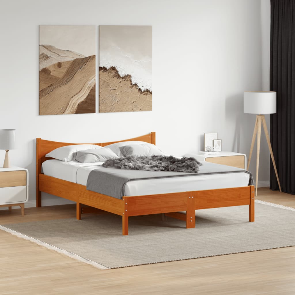 vidaXL Cadre de lit sans matelas cire marron 140x190cm bois pin massif