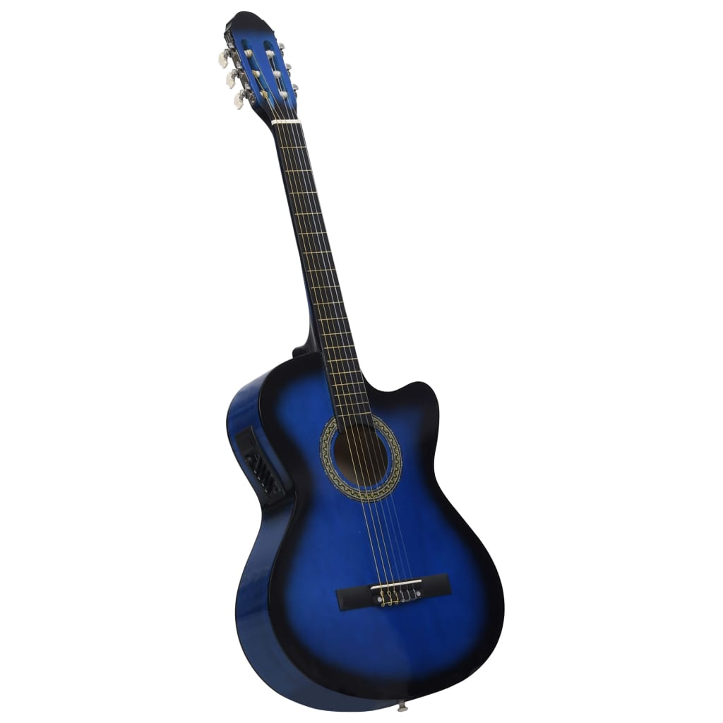 vidaXL Guitare découpée classique occidentale égaliseur 6 cordes Bleu