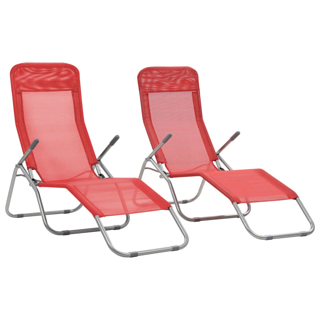 vidaXL Chaises longues pliables lot de 2 Textilène Rouge