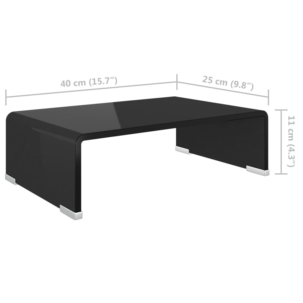 vidaXL Meuble TV/ Support pour moniteur 40 x 25 x 11 cm Verre Noir