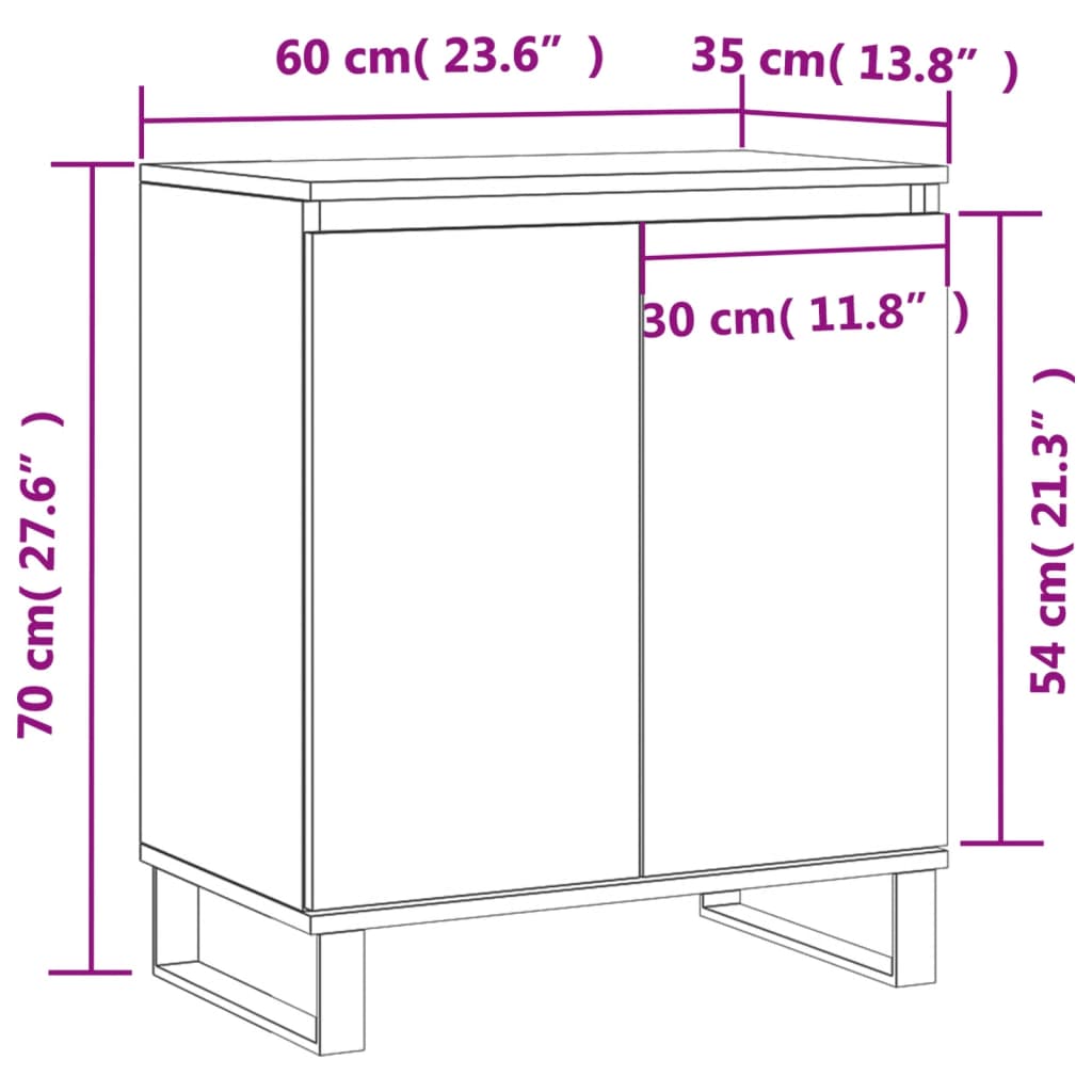 vidaXL Buffet Gris béton 60x35x70 cm Bois d'ingénierie