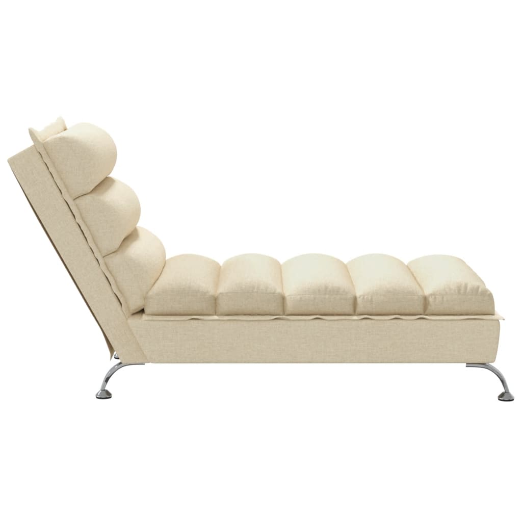 vidaXL Chaise longue avec coussins crème tissu