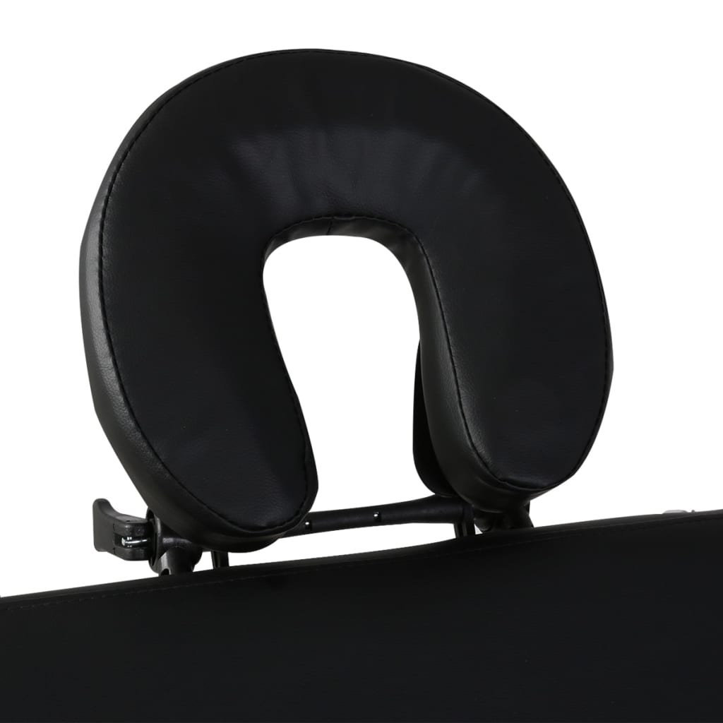 vidaXL Table de massage pliable Noir 2 zones avec cadre en bois