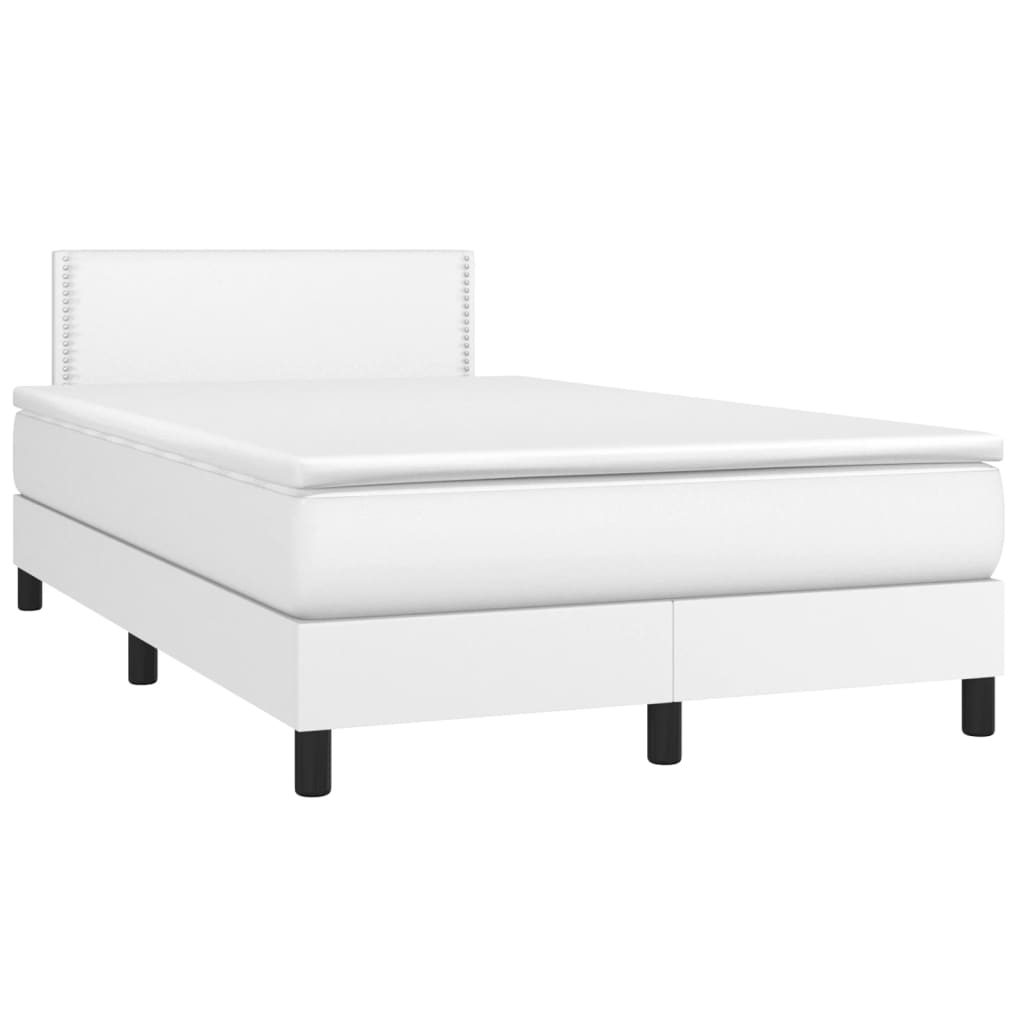 vidaXL Sommier à lattes de lit avec matelas Blanc 120x200cm Similicuir