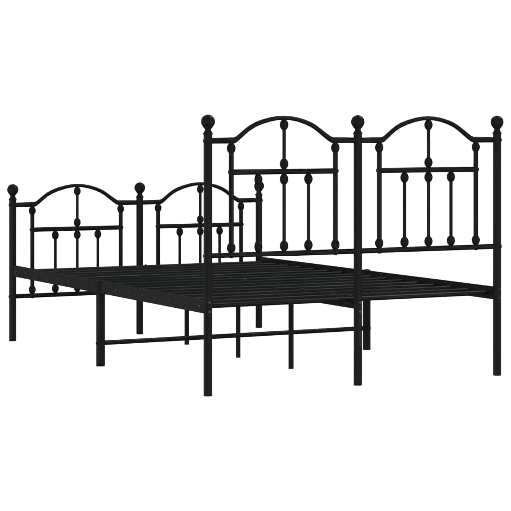 vidaXL Cadre de lit métal sans matelas avec pied de lit noir 120x200cm