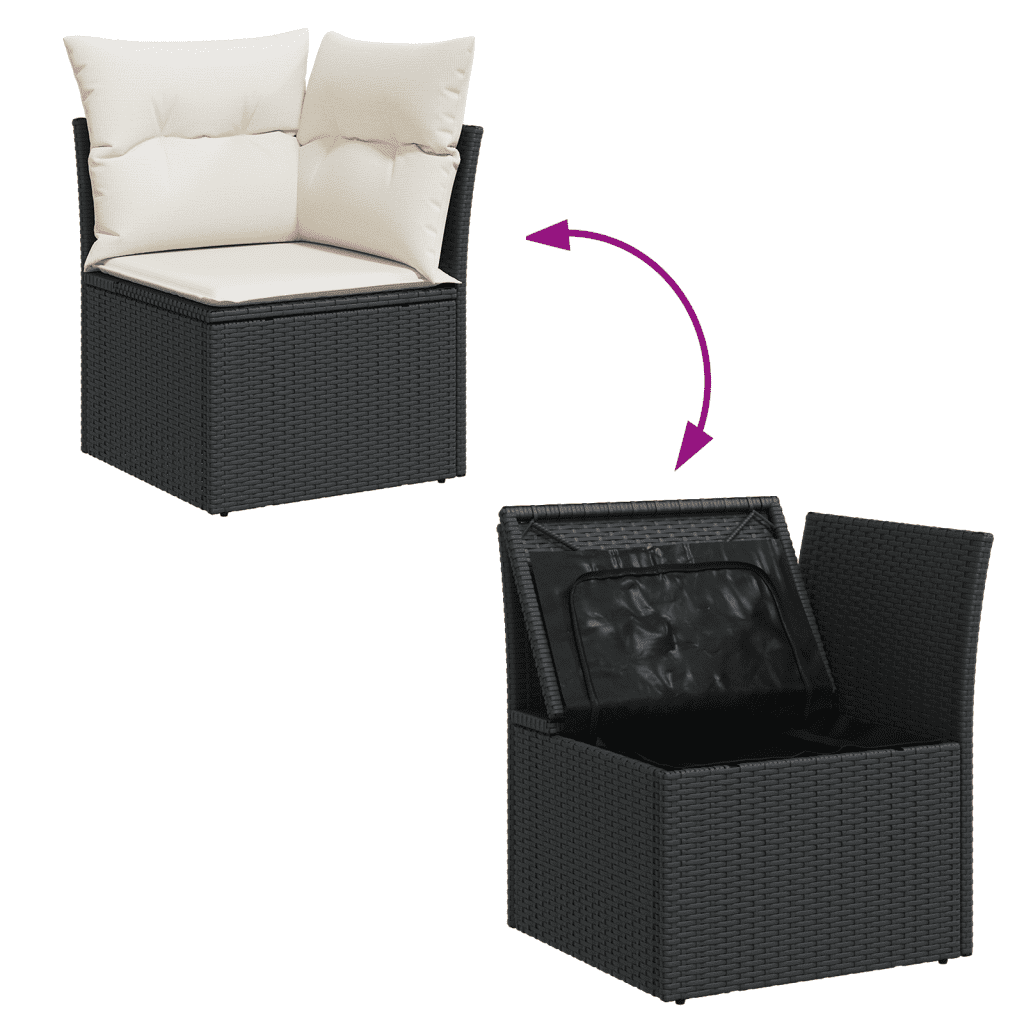 vidaXL Salon de jardin 6 pcs avec coussins noir résine tressée