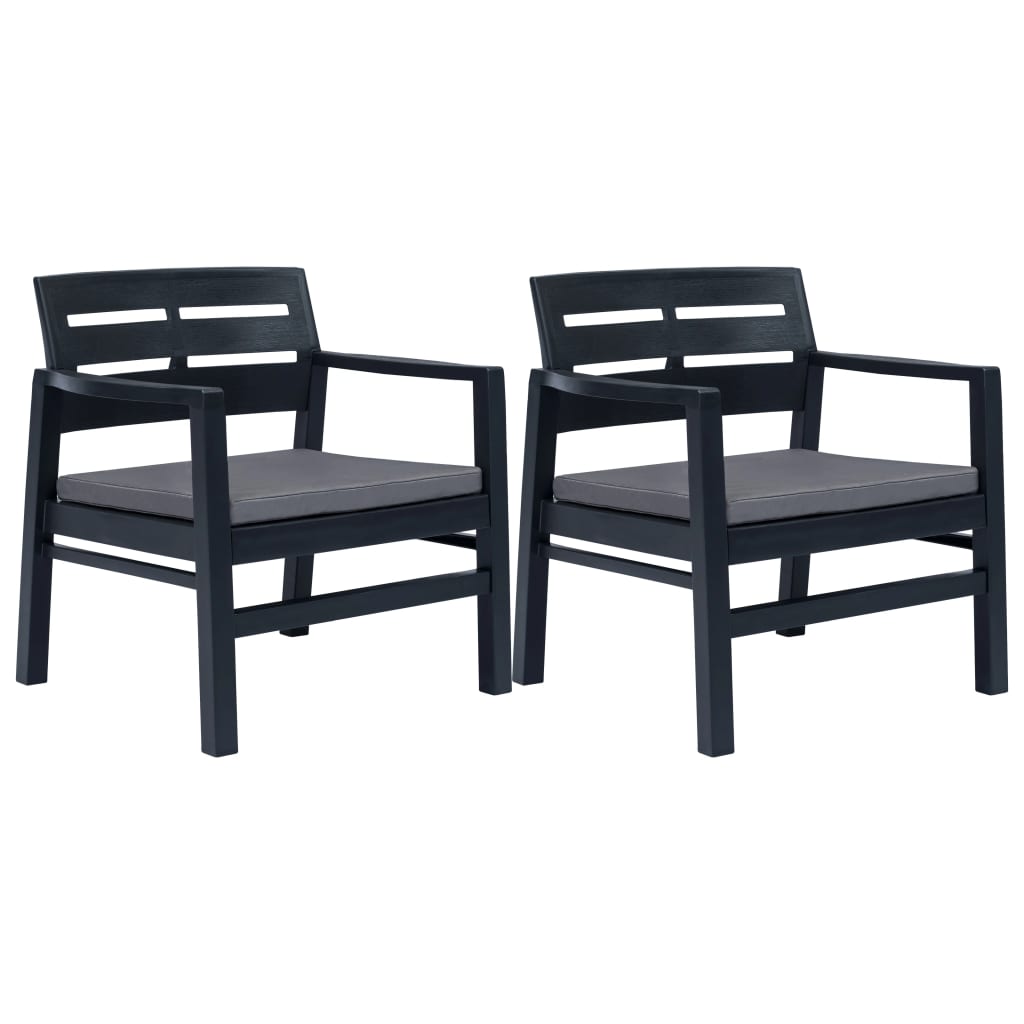 vidaXL Salon de jardin 3 pcs Plastique Anthracite