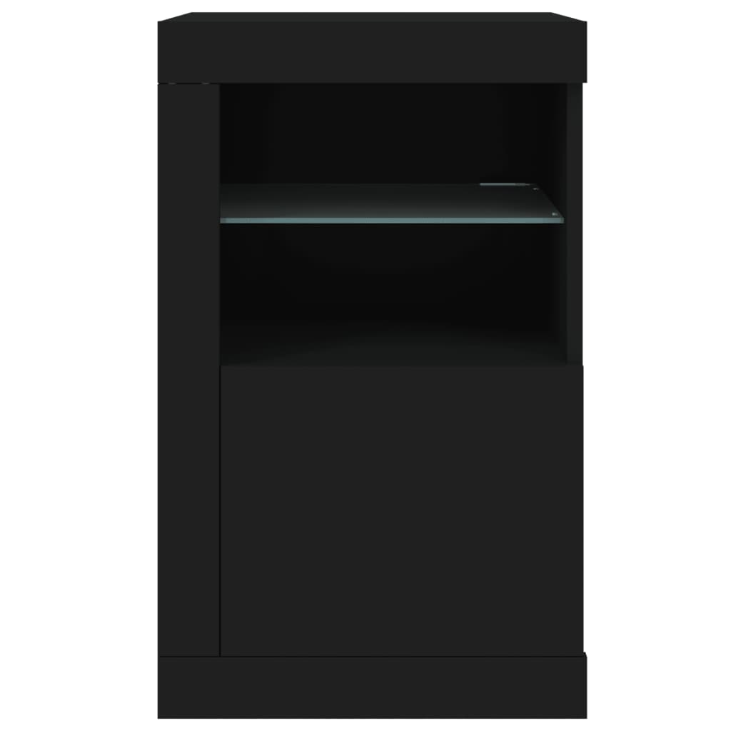 vidaXL Armoire latérale avec lumières LED noir bois d'ingénierie