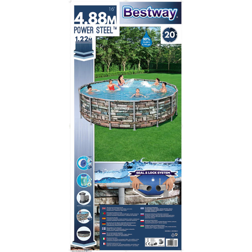 Bestway Jeu de piscine rond Power Steel 488x122 cm